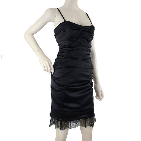 DOLCE & GABBANA Black Stretch Silk Corset Cocktail Dress - Picture 2 of 12